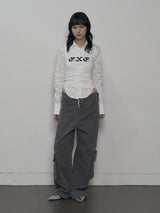STUDDED CARGO PANTS CHACOAL