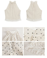 Cotton candy dot halterneck sleeveless blouse