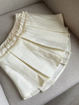 1194. Banding point satin pleats mini sk (2color)