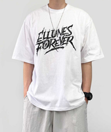 イリューネスレタリングオーバーサイズスプリットショートスリーブTシャツ
