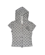 ドットコサージュフードジップアップ (2colors)