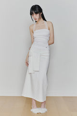 ANGEL SHIRRING TOP white