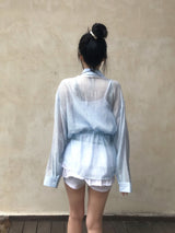 Back Note Back Strap Oversized Long Sleeve Shirt