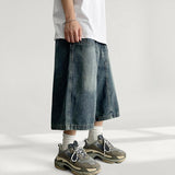 Meto incision washing denim Bermuda pants