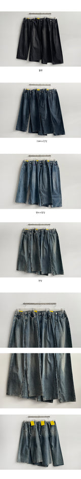 [3 Tier length] [S–2XL] ナキンピンタックウォッシュドワイドデニムパンツ
