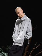 RELABEL 24AW バタフライ - スケール スプリット ナイロン パッチワーク デコンストラクト シームブレーカー スタンドカラー ジップ スウェットシャツ