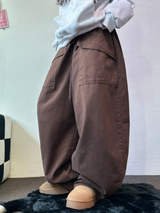 PEACH FLEECE🍑AMERICAN BIG OVER COTTON BALLOON PANTS 🤎💜🖤3COLOR