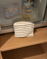 Plain stripe flat pouch - ecru , M size