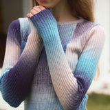 WOOL GRADATION KNIT TOP - SKYBLUE & BLUE
