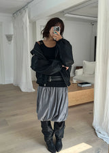 FOLD BALLOON MIDI SKIRT (2color)