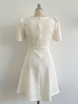 26SS★ Berlin Notch Square-Neck Short Sleeve Tweed Flare One Piece Mini