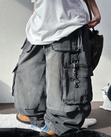 D-RING ZIPPER CARGO BALLOON PARACHUTE LONG PANTS🪽🩵🖤 - 2 COLORS