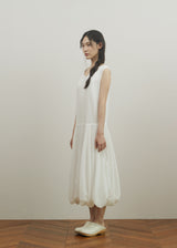 シアードVネックボリュームドレス (White)