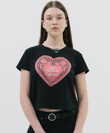 レースハートTシャツ_ブラック