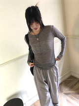 Saawn wool tencel cut see-through layered t-shirt