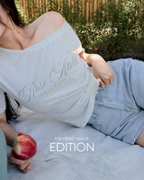 MADE. ブラー レタリング オフショルダー Tシャツ