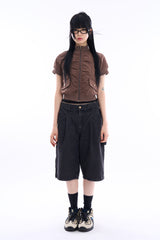 Palma shirring half zip-up