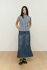 CHERRY CAP SLEEVE KNIT VEST [SKY]