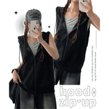 MELNE Hooded Vest Zip-Up (3 colors)