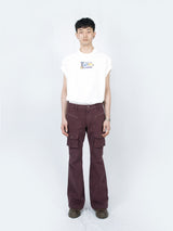 Curved Cargo Flare Pants (Wine)