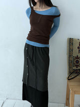 Two tone layered slim top(3color)