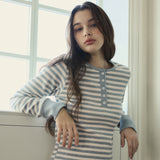 ストライプリブ長袖Tシャツ_3Color