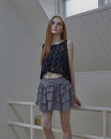 ethnic lace hoodie sleeveless / black