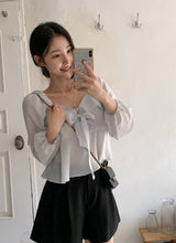 #Fairy Ribbon Puff Long Sleeve Blouse (4color)