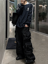 multi pocket cargo denim pants
