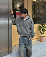 Fleece Henley Neck Pigment Hoodie
