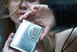 snap round wallet (goatskin100%) silver