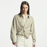 wrap pin drape shirt beige