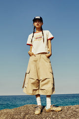 (W) 9229 オーバープリントリンガーTシャツ