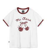 26SS★ チェリーキャッツクロップリンガー半袖Tシャツ