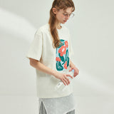 フラワードローイングオーバーサイズTシャツ_アイボリー