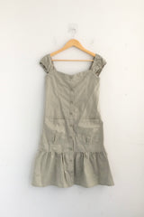 Pocket-line button layered dress