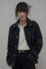 Studded selvage washed denim - Jacket