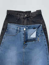 611 A-line Long Denim Skirt
