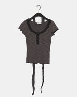 Serin レースボタン半袖Tシャツ