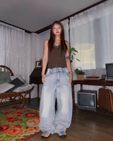 Sand Balloon Wide Banding Denim Pants