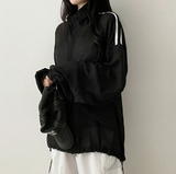 Shelly Gauze Two-Line High-Neck Zip-Up Jumper