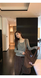 Cozy Soft Shirring Long Sleeve T-shirt