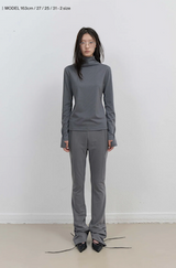 Button Slit Bootcut Pants / Charcoal