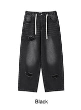レーンズ ダメージ ワイド デニム パンツ