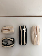 Clam Mini key ring round pouch _ Quilting black