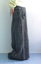Vintage pocket washed long skirt