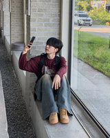 ラボンサイドタックワイドデニムパンツ