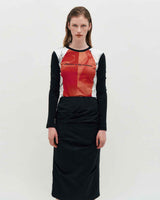 Draped Long Skirt _ BLACK