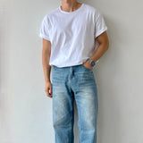20s U-neck overfit plain short sleeve t-shirt 