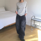 Essen Slab Washing Curve Mega Balloon Denim Pants
